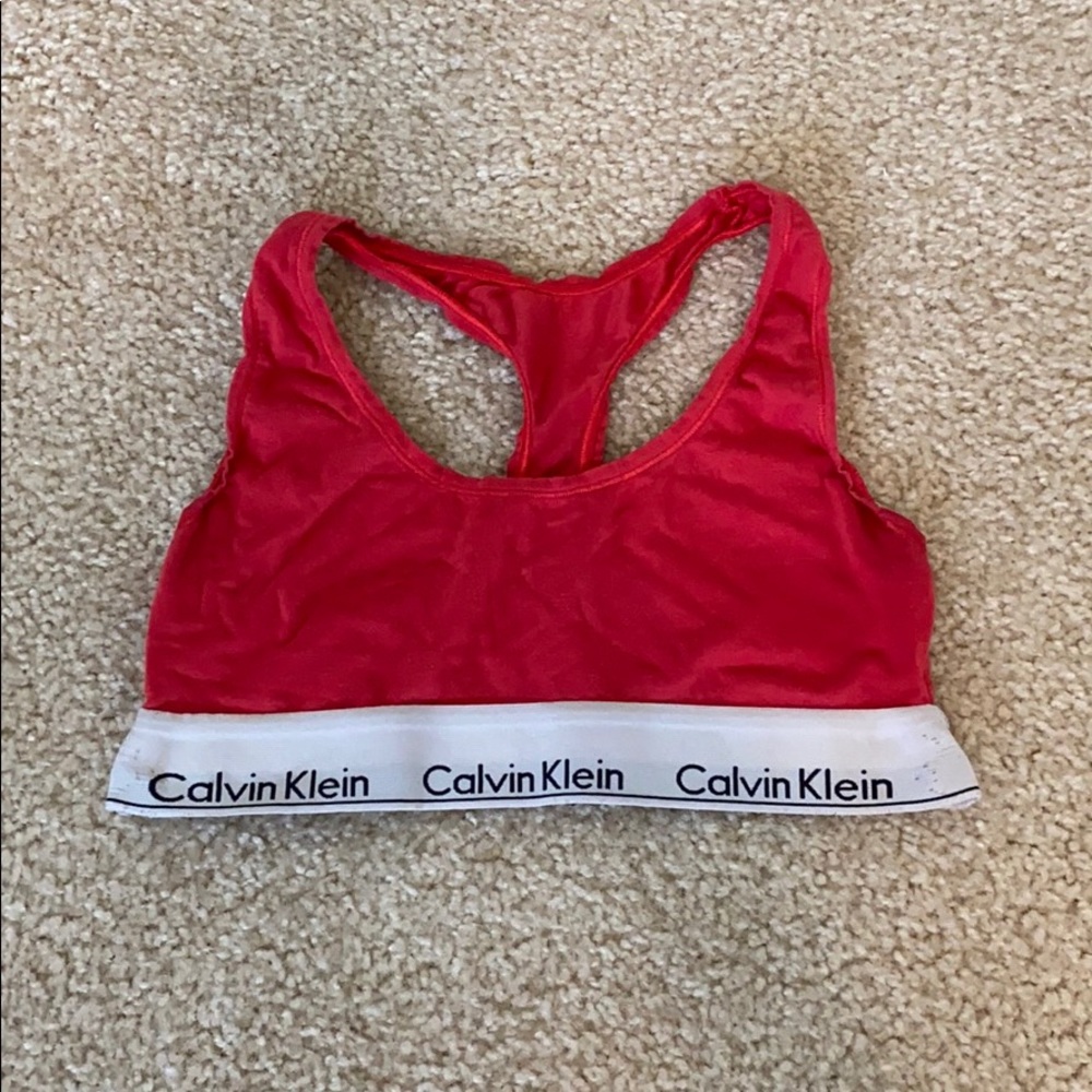Calvin Klein Red Cotton Racerback Bralette
